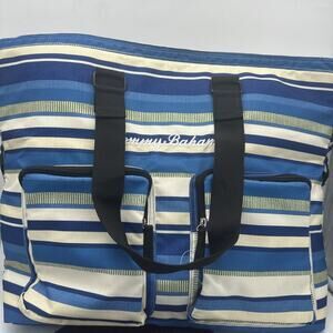 Tommy Bahama Canvas Fold Up Insulated Cooler Tote EUC
